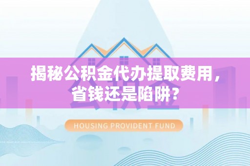 丰满揭秘公积金代办提取费用，省钱还是陷阱？
